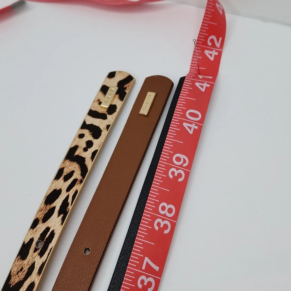 bebe WOMEN'SBELT, THIS ITEM COMES WITH 3 BELTS, BLACK, BROW & LEPPARD, LARGE (L)